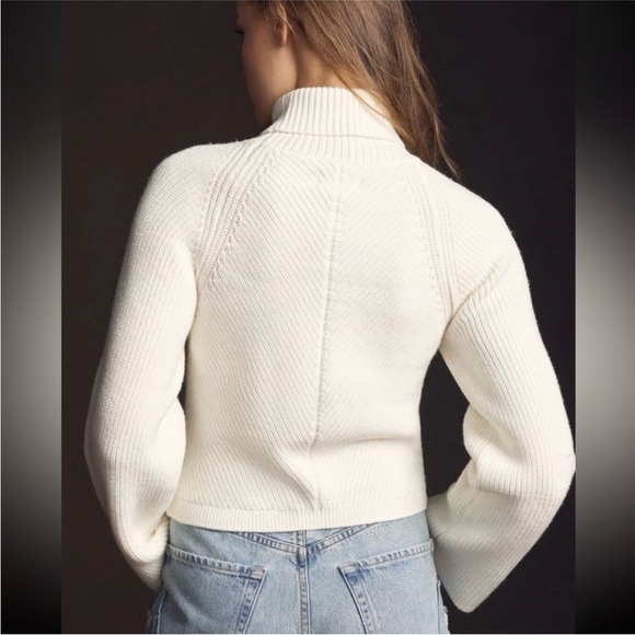 Anthropologie Maeve Ivory cream Cropped Turtleneck Sweater size Medium - Picture 2 of 4